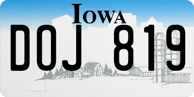 IA license plate DOJ819