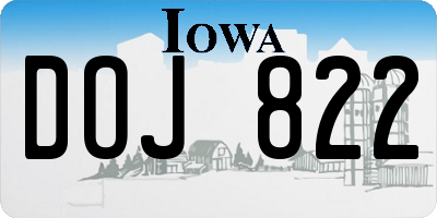 IA license plate DOJ822