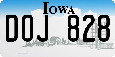 IA license plate DOJ828