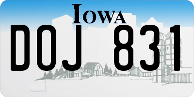 IA license plate DOJ831