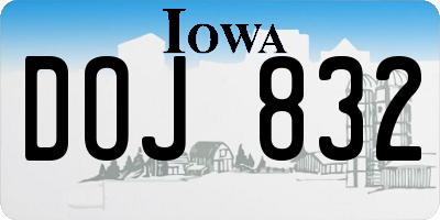 IA license plate DOJ832