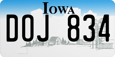 IA license plate DOJ834