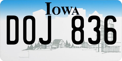 IA license plate DOJ836