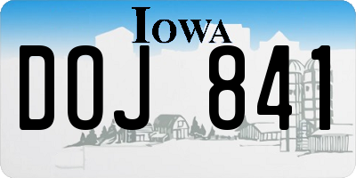 IA license plate DOJ841