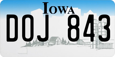 IA license plate DOJ843