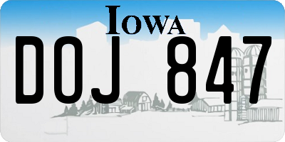 IA license plate DOJ847