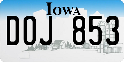 IA license plate DOJ853