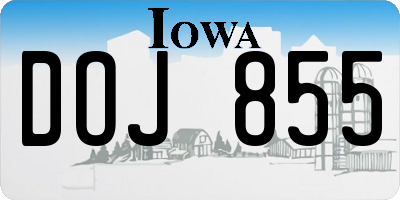 IA license plate DOJ855