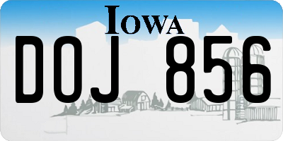 IA license plate DOJ856