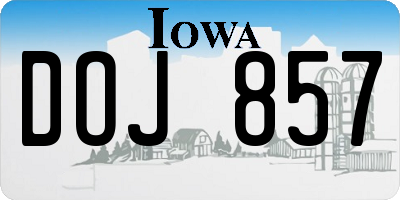 IA license plate DOJ857