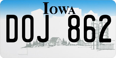 IA license plate DOJ862