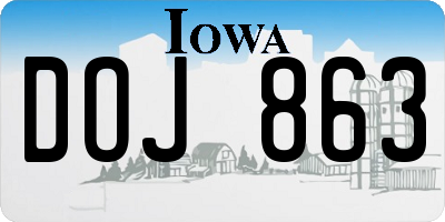 IA license plate DOJ863