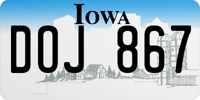 IA license plate DOJ867