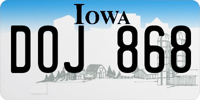 IA license plate DOJ868