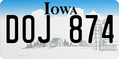 IA license plate DOJ874