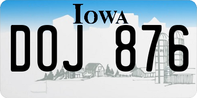 IA license plate DOJ876