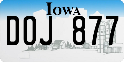 IA license plate DOJ877