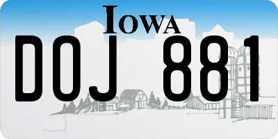 IA license plate DOJ881