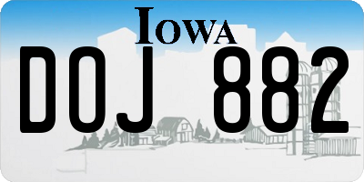 IA license plate DOJ882