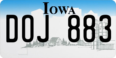 IA license plate DOJ883