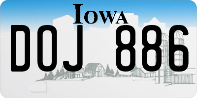 IA license plate DOJ886