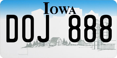 IA license plate DOJ888