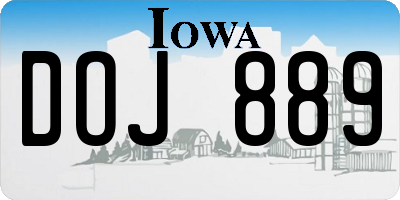 IA license plate DOJ889