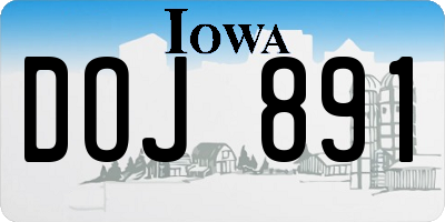 IA license plate DOJ891