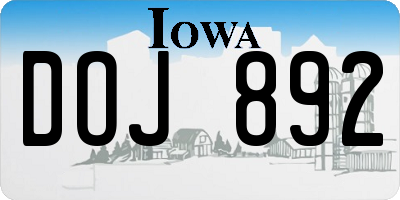 IA license plate DOJ892