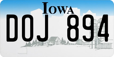 IA license plate DOJ894