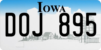 IA license plate DOJ895
