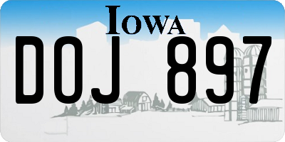 IA license plate DOJ897