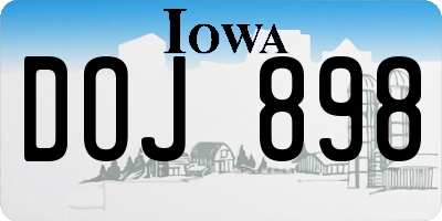 IA license plate DOJ898
