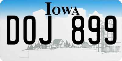 IA license plate DOJ899