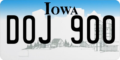 IA license plate DOJ900