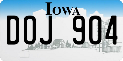 IA license plate DOJ904