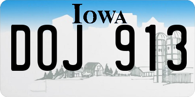 IA license plate DOJ913
