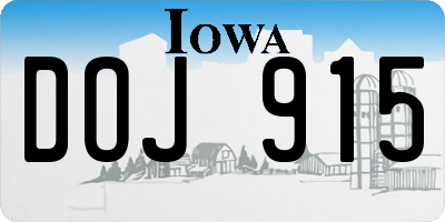 IA license plate DOJ915