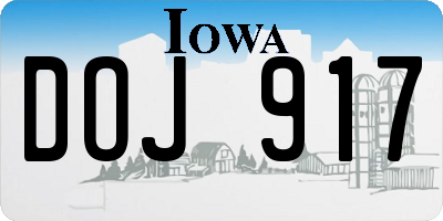 IA license plate DOJ917