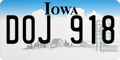 IA license plate DOJ918