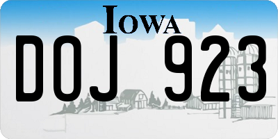 IA license plate DOJ923