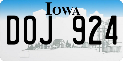IA license plate DOJ924