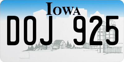 IA license plate DOJ925