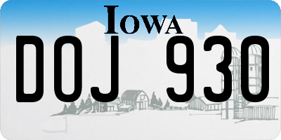 IA license plate DOJ930