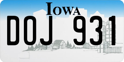 IA license plate DOJ931