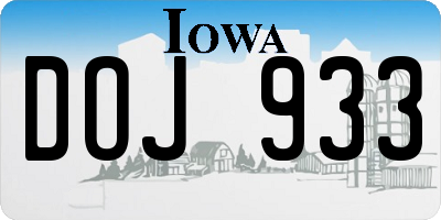 IA license plate DOJ933