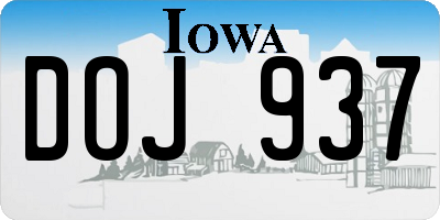 IA license plate DOJ937