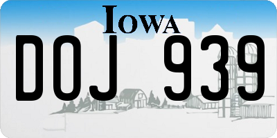 IA license plate DOJ939