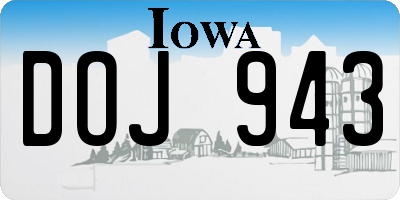 IA license plate DOJ943