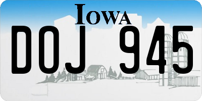 IA license plate DOJ945